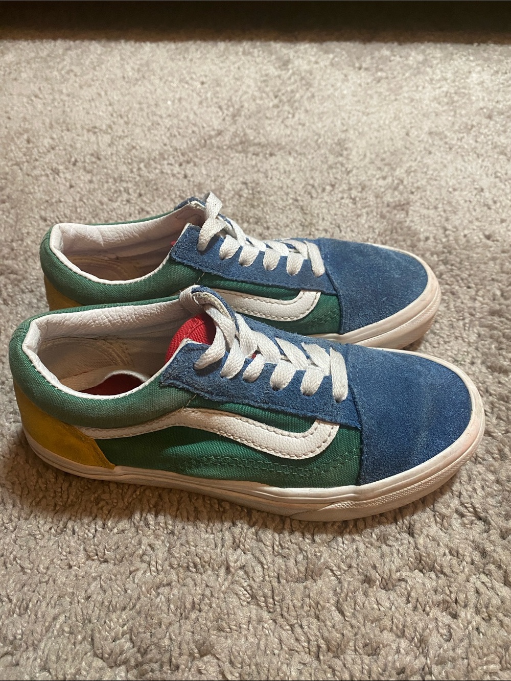 Vans Oldskool low Kids Blue, Green & Yellow Low-Top Sneakers size 13.5 US